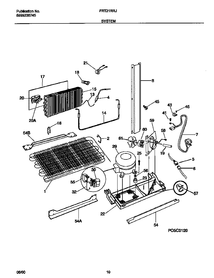 SYSTEM Diagram and Parts List for FRT21RRJW1  Frigidaire Refrigerator