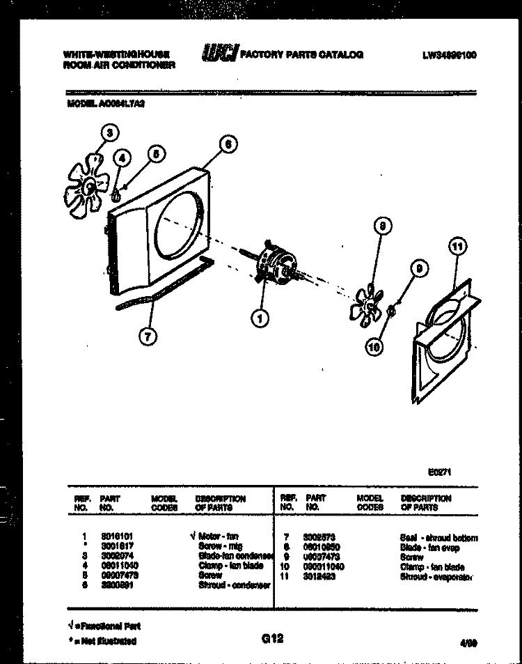 AIR HANDLING PARTS Diagram and Parts List for AC064L7A2  Frigidaire Air Conditioner