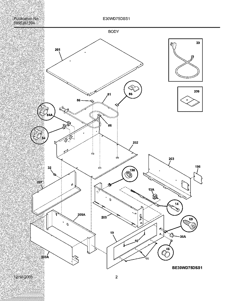 BODY / CONTROLS Diagram and Parts List for E30WD75DSS1  Electrolux Warming Drawer