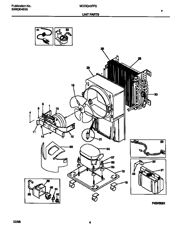 UNIT PARTS Diagram and Parts List for MDDQ40FF3  Frigidaire Dehumidifier