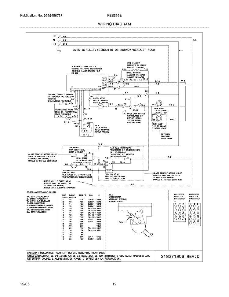 WIRING DIAGRAM Diagram and Parts List for FES365EQB  Frigidaire Range