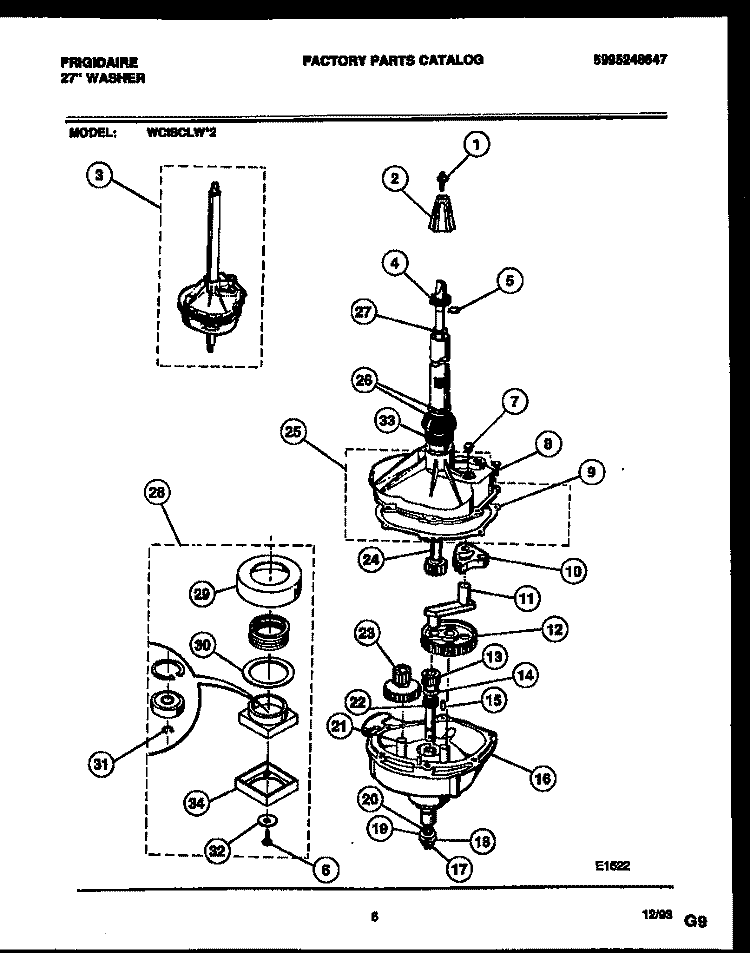TRANSMISSION PARTS Diagram and Parts List for WCISCLL2  Frigidaire Washer
