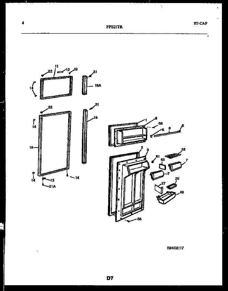 DOOR PARTS Diagram and Parts List for FPE21TRW2  Frigidaire Refrigerator