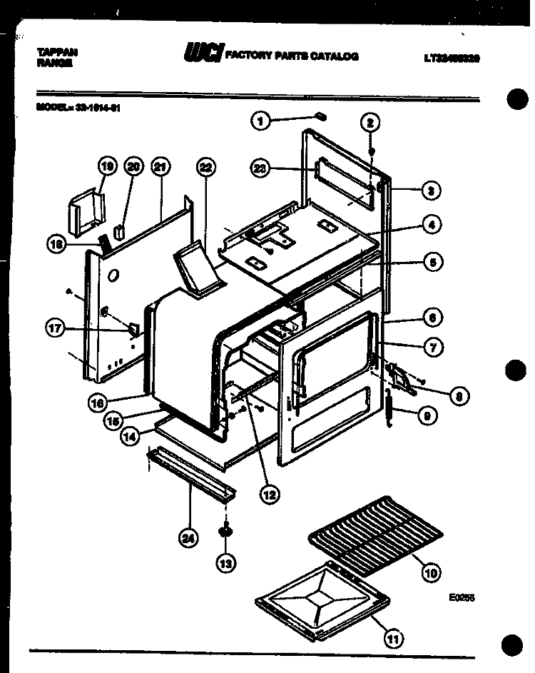 BODY PARTS Diagram and Parts List for 32-1014-23-01  Tappan Range