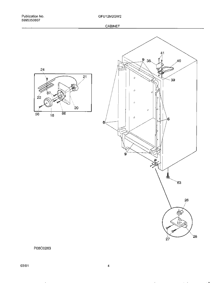 CABINET Diagram and Parts List for GFU12M2GW2  Gibson Freezer