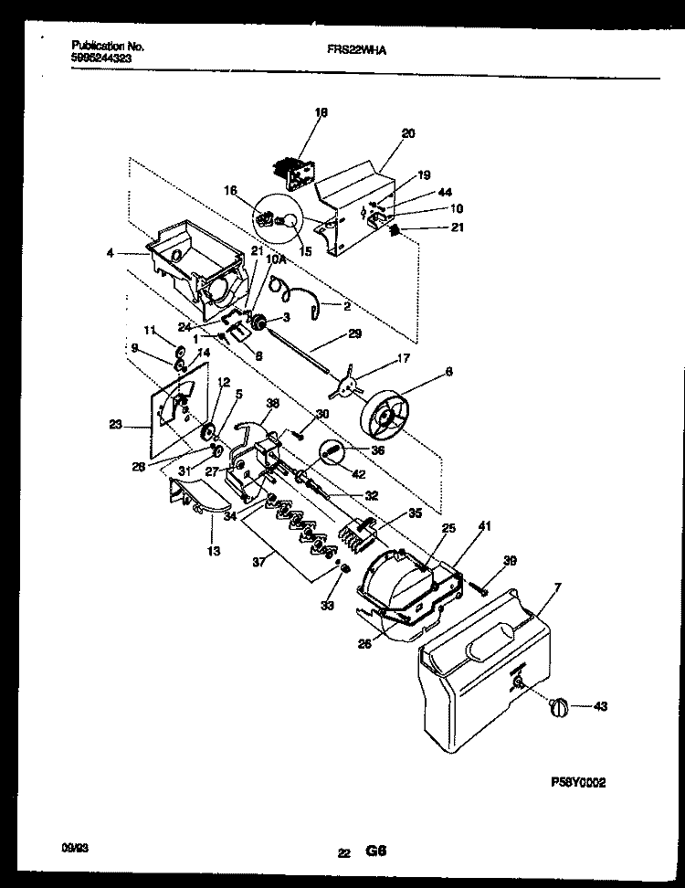 ICE DISPENSER Diagram and Parts List for FRS22WHAW0  Frigidaire Refrigerator