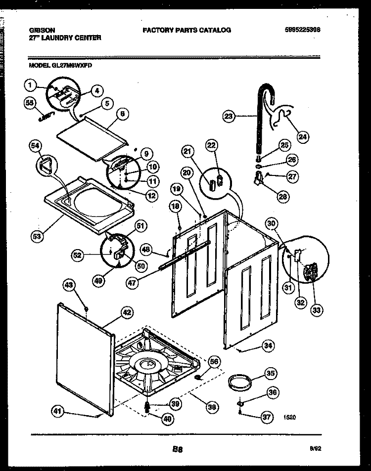 CABINET PARTS Diagram and Parts List for GL27M6WXFD  Gibson Washer Dryer Combo