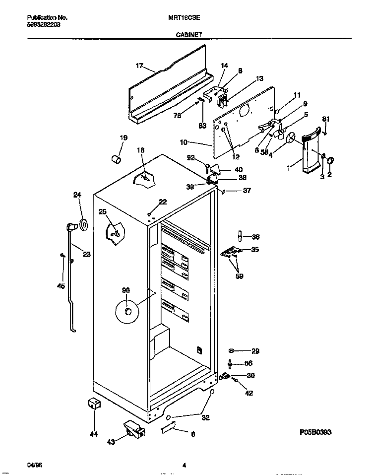 CABINET Diagram and Parts List for MRT18CSED0  Frigidaire Refrigerator