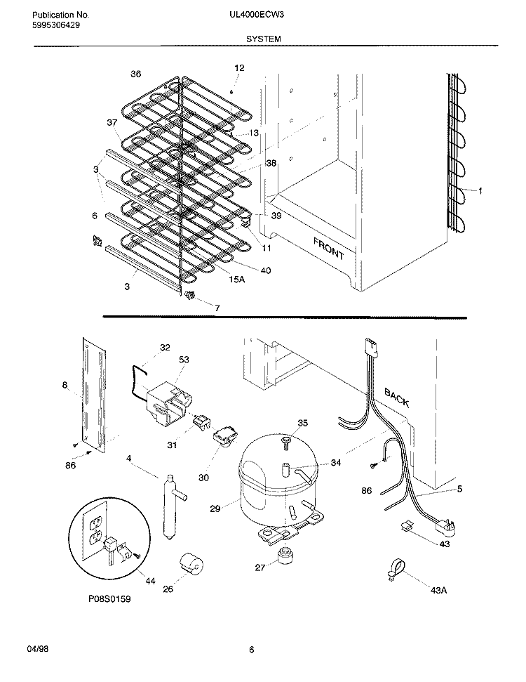 SYSTEM Diagram and Parts List for UL4000ECW3  Electrolux Freezer