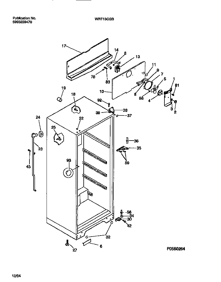 CABINET W / FAN ASSY Diagram and Parts List for WRT13CGBZ1  Frigidaire Refrigerator