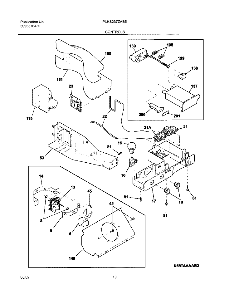 CONTROLS Diagram and Parts List for PLHS237ZAB5  Frigidaire Refrigerator