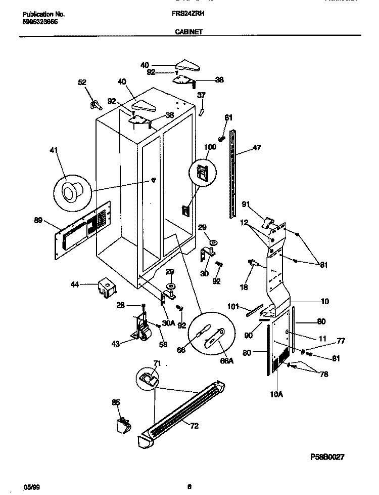 CABINET Diagram and Parts List for FRS24ZRHD0  Frigidaire Refrigerator