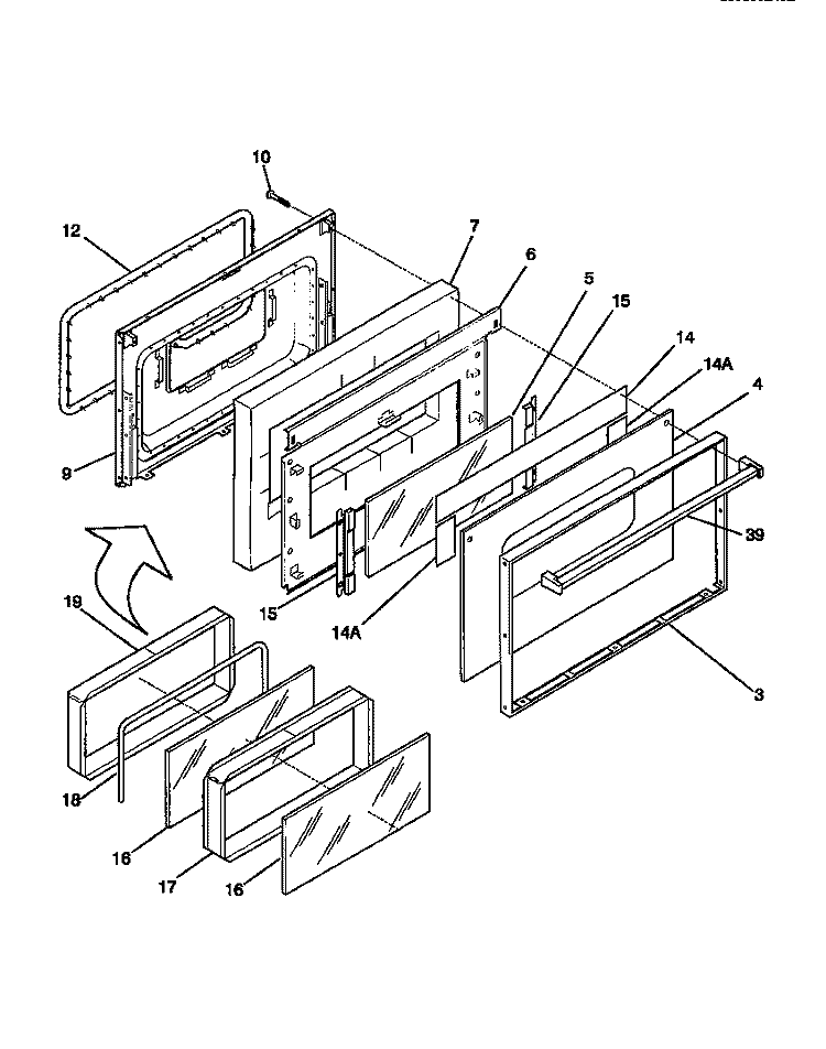 DOOR Diagram and Parts List for GEF354BBDB  Gibson Range