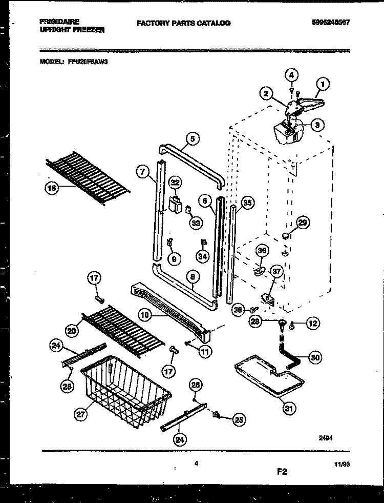 CABINET PARTS Diagram and Parts List for FFU20F6AW3  Frigidaire Freezer
