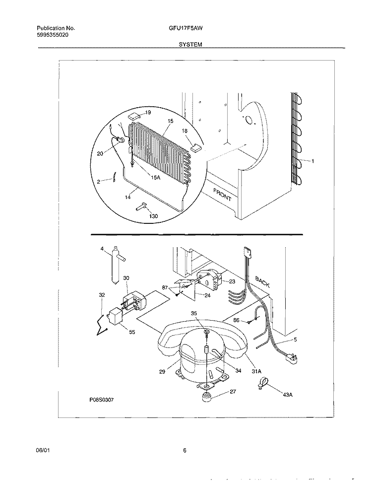 SYSTEM Diagram and Parts List for GFU17F5AW0  Gibson Freezer