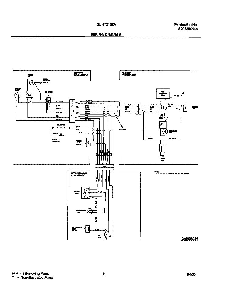 WIRING DIAGRAM Diagram and Parts List for GLHT216TAQ4  Frigidaire Refrigerator