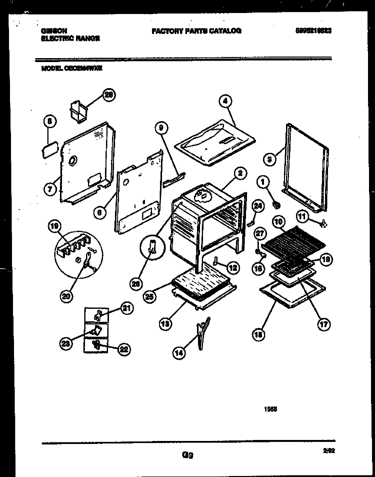 BODY PARTS Diagram and Parts List for CEC2M4WXE  Gibson Range