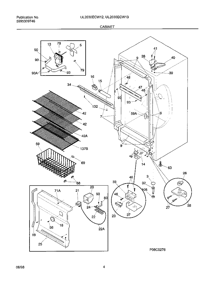 CABINET Diagram and Parts List for UL2030ECW12  Electrolux Freezer