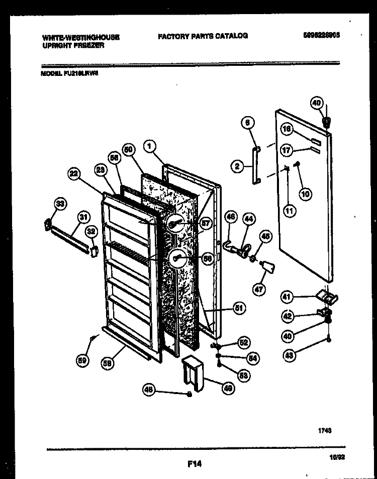 DOOR PARTS Diagram and Parts List for FU218LRW6  Frigidaire Freezer