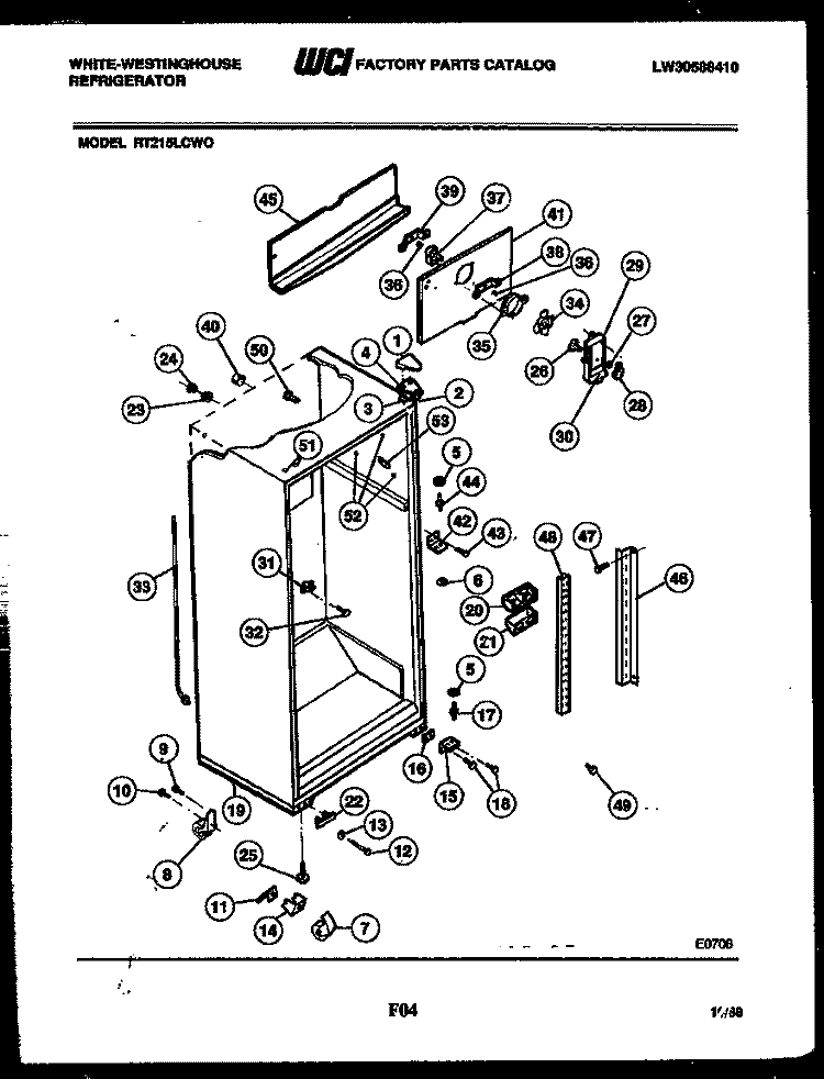 CABINET PARTS Diagram and Parts List for RT215LCD0  Frigidaire Refrigerator