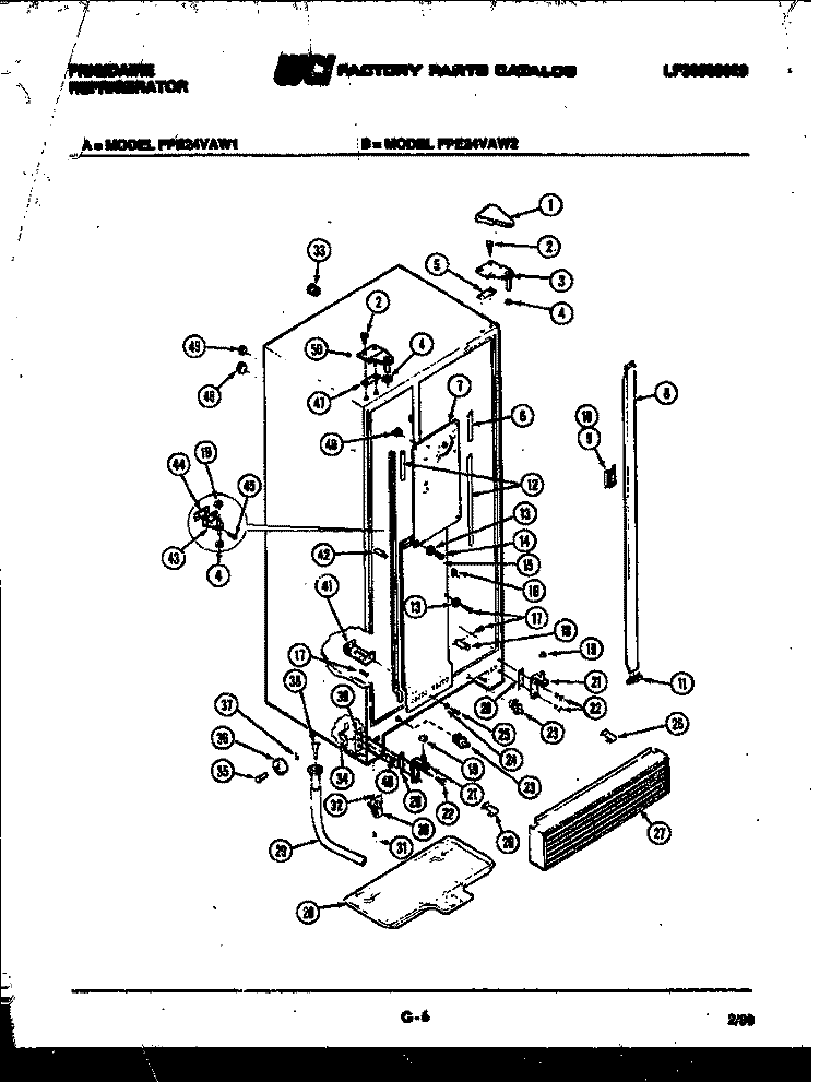 CABINET PARTS Diagram and Parts List for FPE24VAH1  Frigidaire Refrigerator