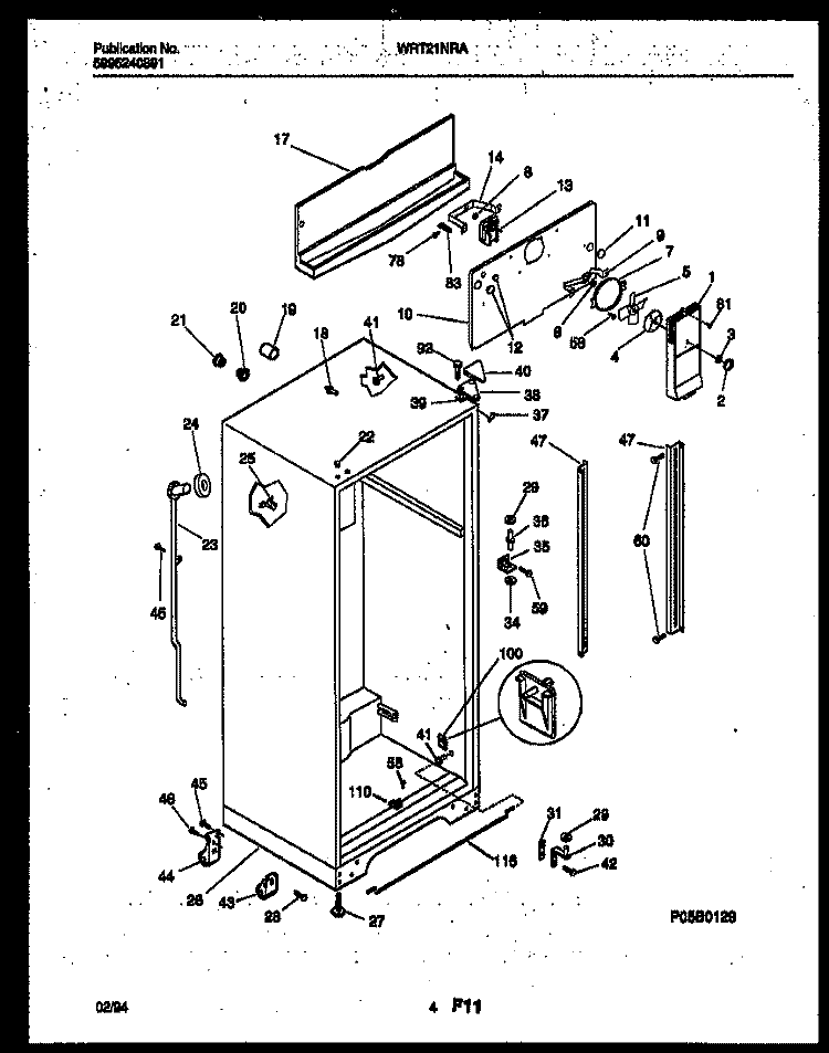 CABINET PARTS Diagram and Parts List for WRT21NRAW0  Frigidaire Refrigerator