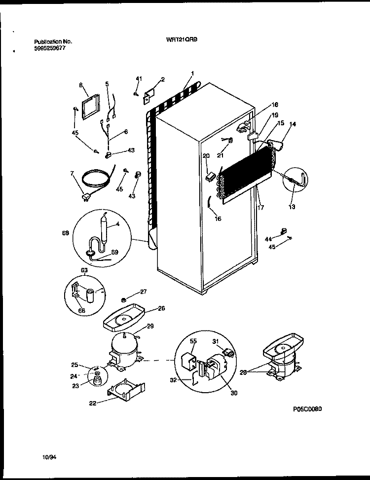 COOLING SYSTEM Diagram and Parts List for WRT21QRBD1  Frigidaire Refrigerator