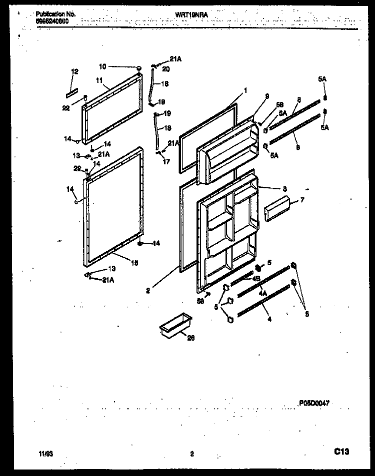DOOR PARTS Diagram and Parts List for WRT19NRAD0  Frigidaire Refrigerator