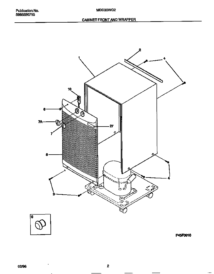 CABINET FRONT AND WRAPPER Diagram and Parts List for MDD30WG2  Gibson Dehumidifier