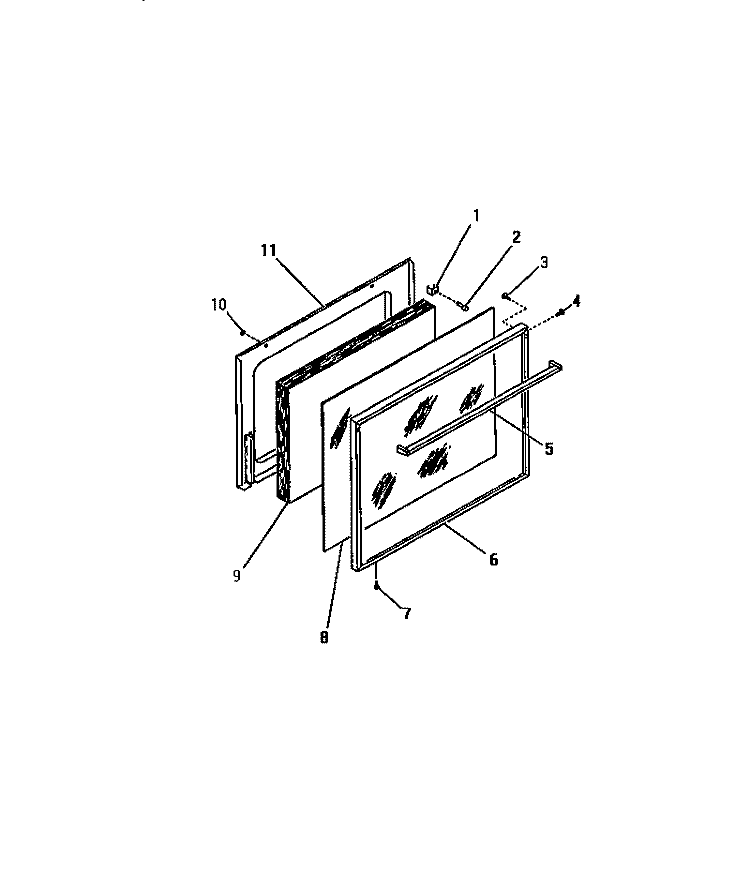 OVEN DOOR Diagram and Parts List for GC32BCL1  Frigidaire Range