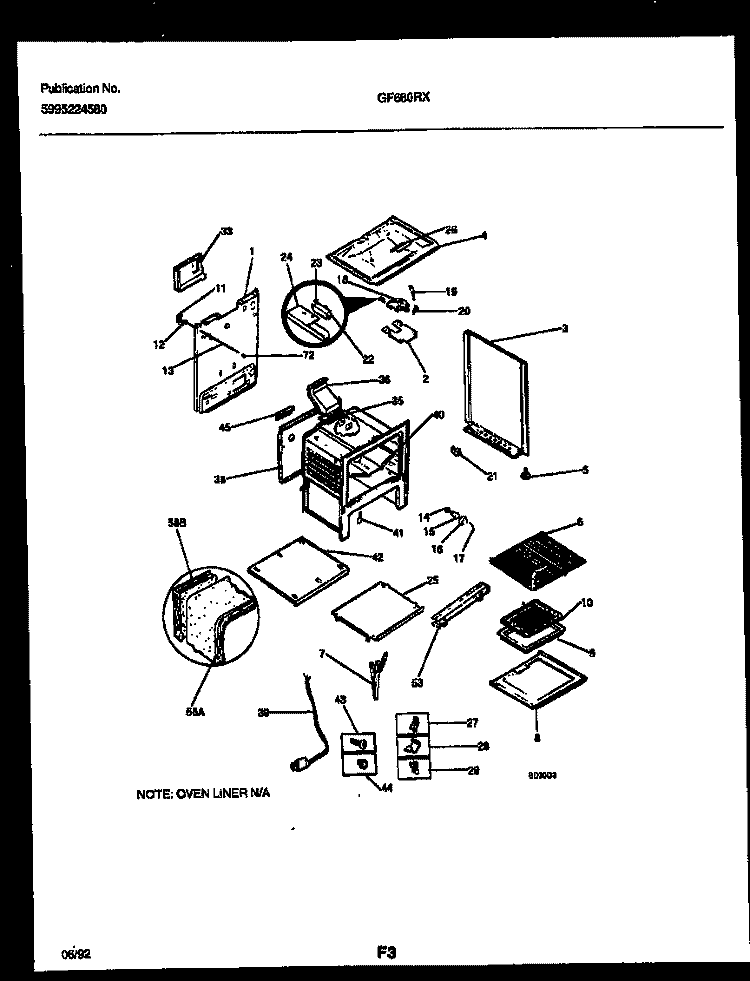 BODY PARTS Diagram and Parts List for GF680RXD1  Frigidaire Range