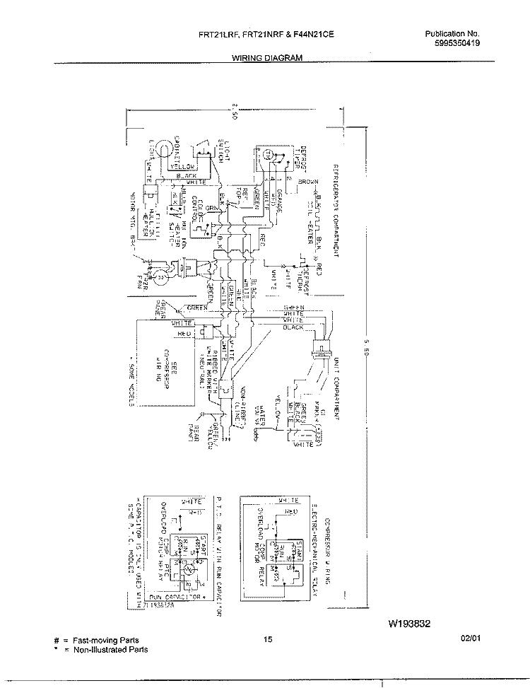 WIRING DIAGRAM Diagram and Parts List for FRT21LRFW2  Frigidaire Refrigerator