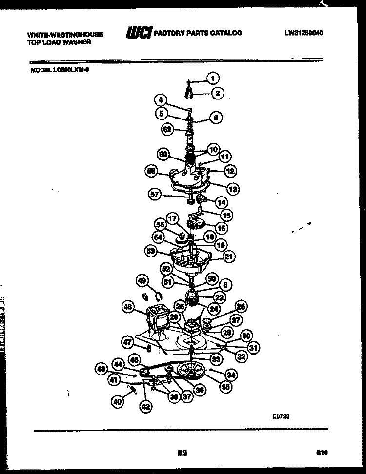TRANSMISSION PARTS Diagram and Parts List for LC590LXD0  Frigidaire Washer