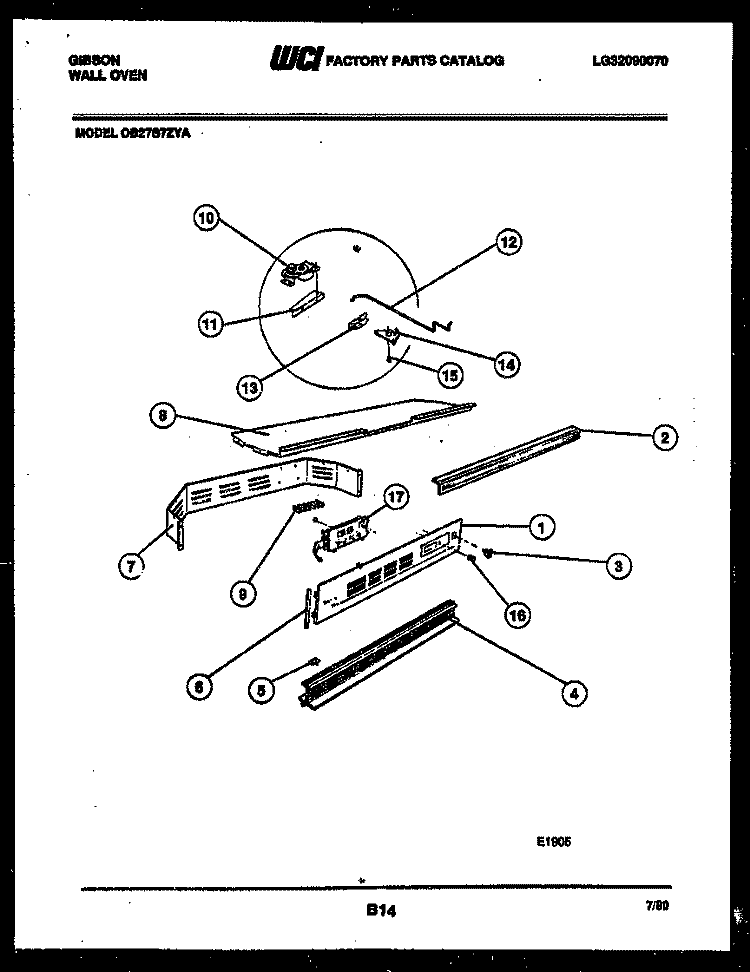 BACKGUARD Diagram and Parts List for OB27S7ZYA  Gibson Microwave Oven Combo