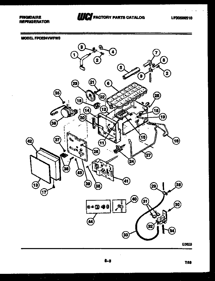 ICE MAKER AND INSTALLATION PARTS Diagram and Parts List for FPCE24VWFA0  Frigidaire Refrigerator