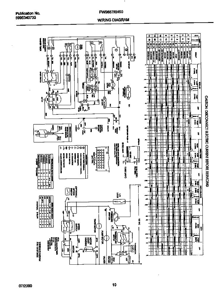WIRING DIAGRAM Diagram and Parts List for FWS687RHS0  Frigidaire Washer