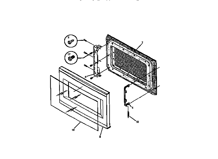 DOOR Diagram and Parts List for TMT107T1W1  Tappan Microwave