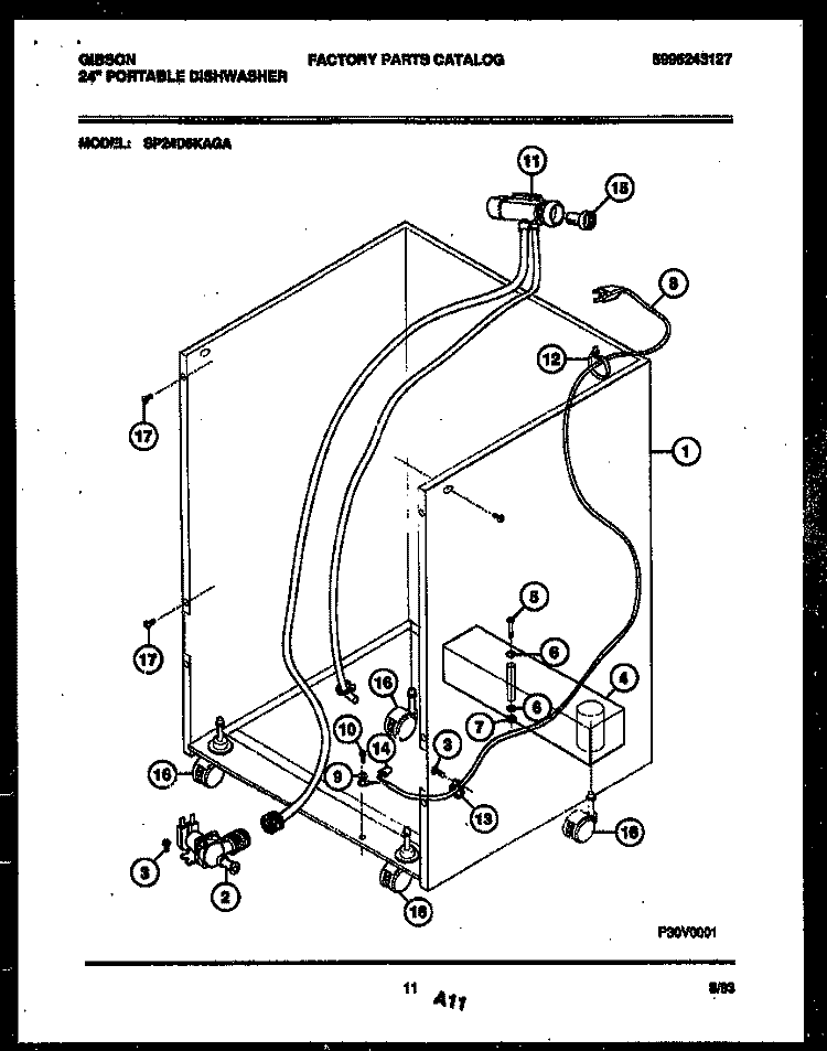 CABINET PARTS Diagram and Parts List for SP24D5KAGA  Gibson Dishwasher