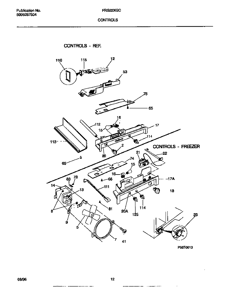 CONTROLS Diagram and Parts List for FRS22XGCD3  Frigidaire Refrigerator