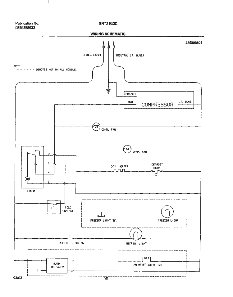 WIRING SCHEMATIC Diagram and Parts List for GRT21G3CQ0  Gibson Refrigerator