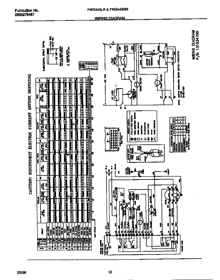 WIRING DIAGRAM Diagram and Parts List for FWX445LBS4  Frigidaire Washer