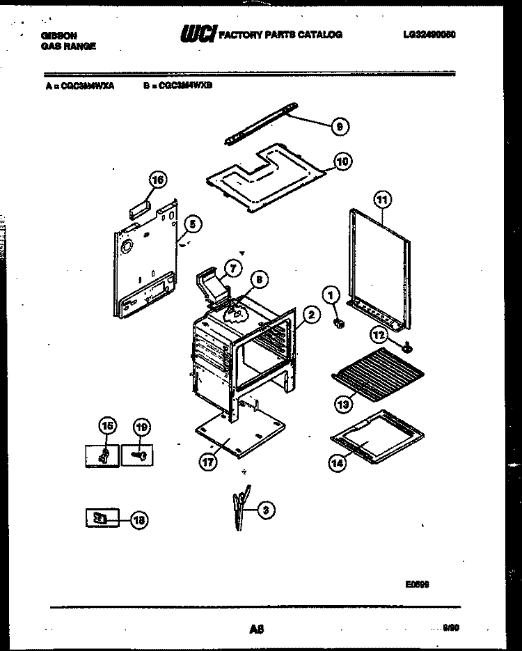 BODY PARTS Diagram and Parts List for CGC3M4WXA  Gibson Range