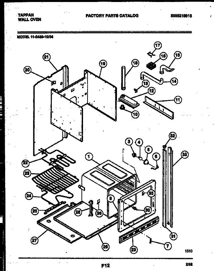 BODY PARTS Diagram and Parts List for 11-2439-00-04  Tappan Wall Oven