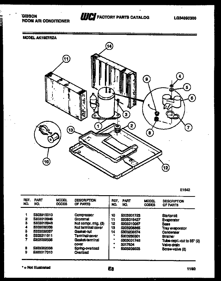SYSTEM PARTS Diagram and Parts List for AK18E7RZA  Gibson Air Conditioner