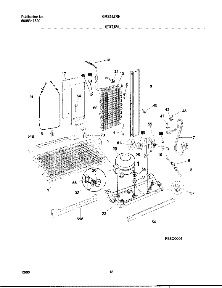 SYSTEM Diagram and Parts List for GRS26ZRHW6  Gibson Refrigerator