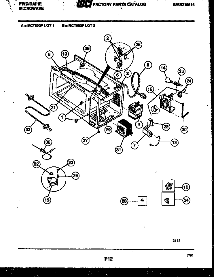 FUNCTIONAL PARTS Diagram and Parts List for MCT890P2  Frigidaire Microwave