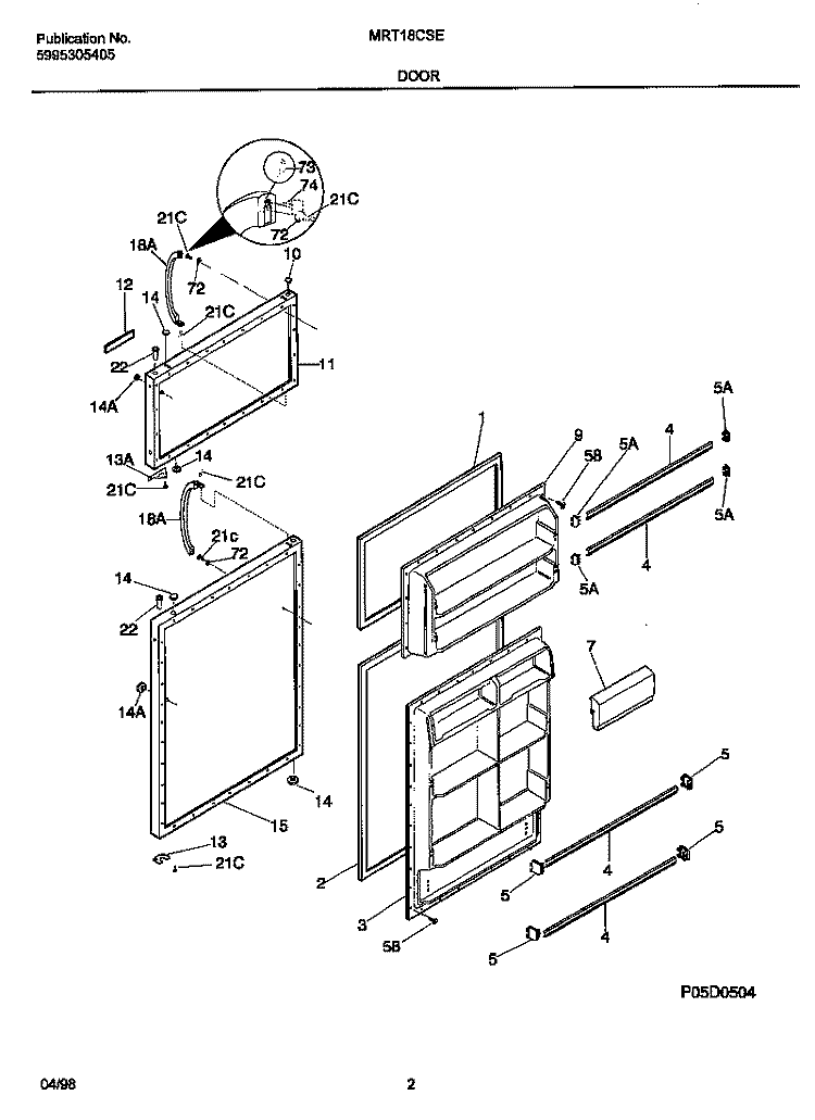DOORS Diagram and Parts List for MRT18CSEY3  Uni Refrigerator