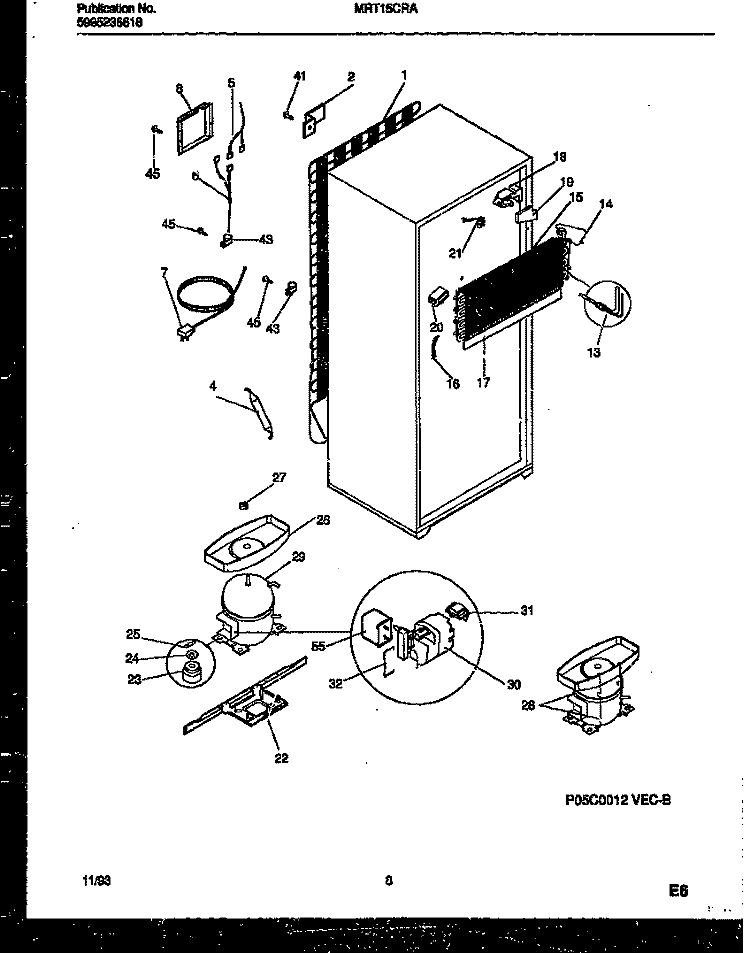 SYSTEM AND AUTOMATIC DEFROST PARTS Diagram and Parts List for MRT15CRAZ0  Frigidaire Refrigerator
