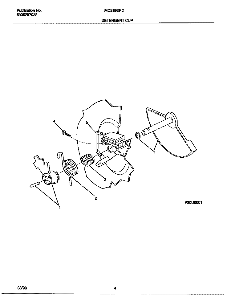 DETERGENT CUP Diagram and Parts List for MDB662RCS0  Frigidaire Dishwasher