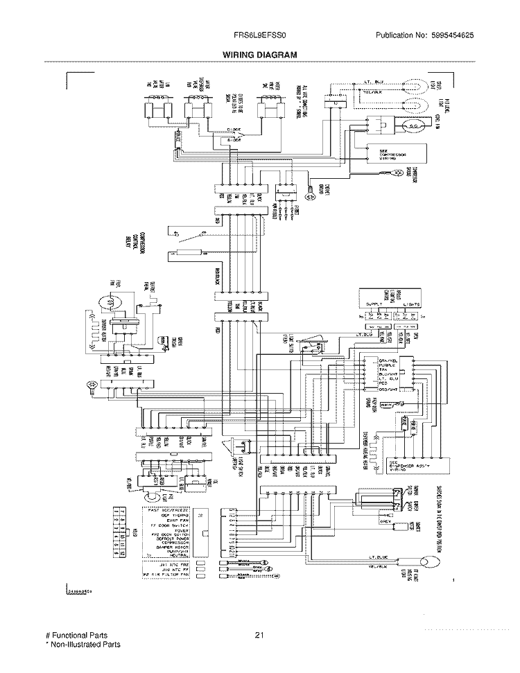 WIRING DIAGRAM Diagram and Parts List for FRS6L9EFSS0  Frigidaire Refrigerator